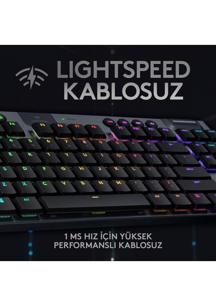 G G915 TKL LIGHTSPEED RGB İngilizce Q Kablosuz Mekanik Oyuncu Klavyesi - Siyah