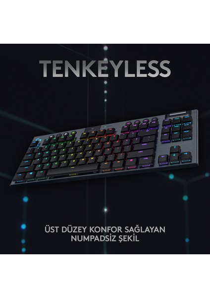 G G915 TKL LIGHTSPEED RGB İngilizce Q Kablosuz Mekanik Oyuncu Klavyesi - Siyah