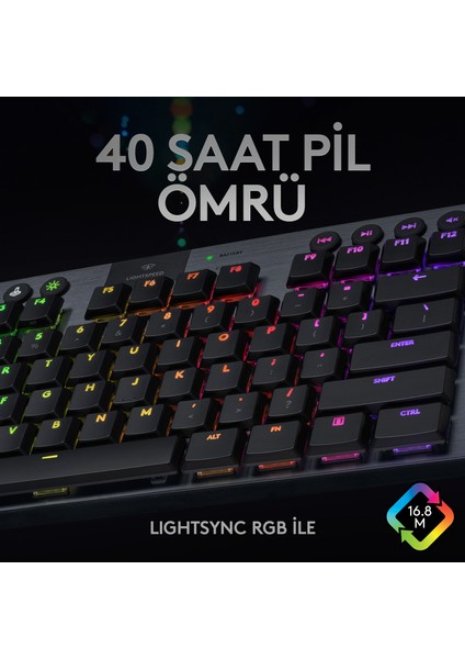 G G915 TKL LIGHTSPEED RGB İngilizce Q Kablosuz Mekanik Oyuncu Klavyesi - Siyah