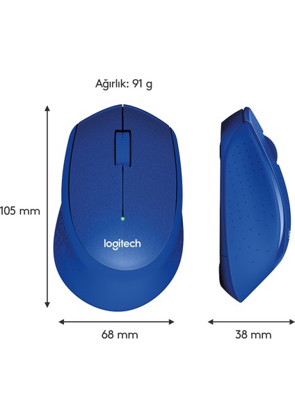 M330 Sessiz Kablosuz Optik Mouse - Mavi