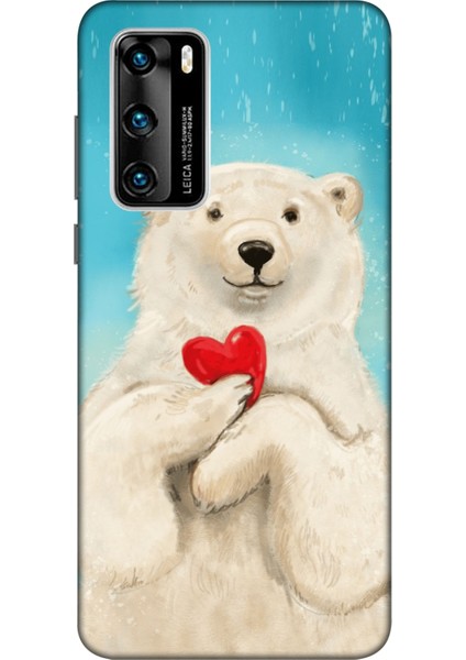 Huawei P40 Kılıf Kutup Ayısı Baskılı Desenli Zipax A++ Silikon - 8567