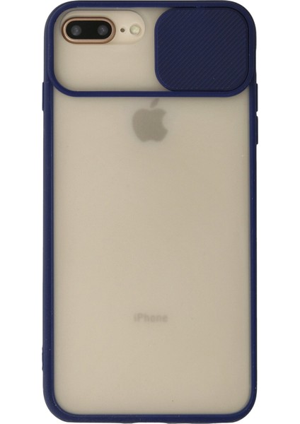 iPhone 8 Plus Kılıf Palm Buzlu Kamera Sürgülü Silikon - Lacivert