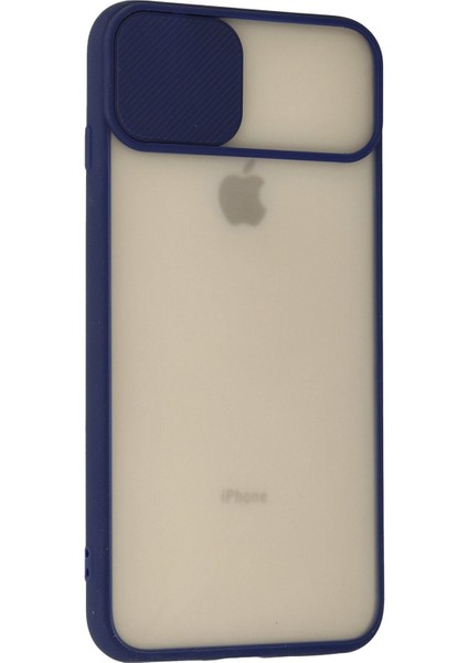 iPhone 8 Plus Kılıf Palm Buzlu Kamera Sürgülü Silikon - Lacivert modelleri