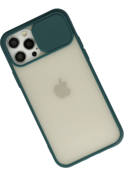 iPhone 12 Pro Kılıf Palm Buzlu Kamera Sürgülü Silikon - Yeşil fiyatları