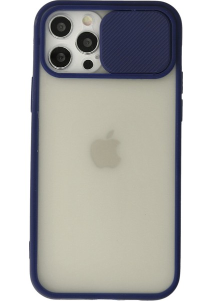 iPhone 12 Pro Kılıf Palm Buzlu Kamera Sürgülü Silikon - Lacivert
