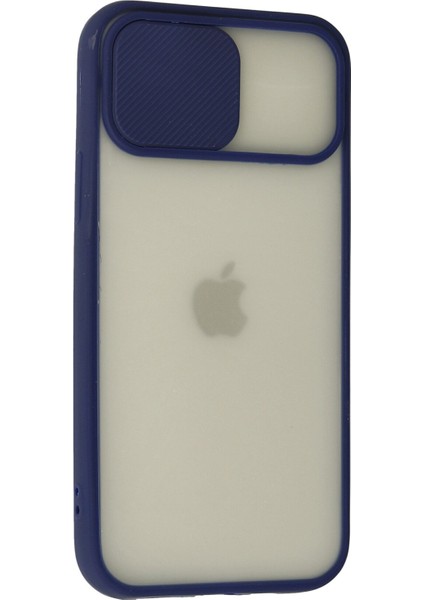 iPhone 12 Pro Kılıf Palm Buzlu Kamera Sürgülü Silikon - Lacivert modelleri