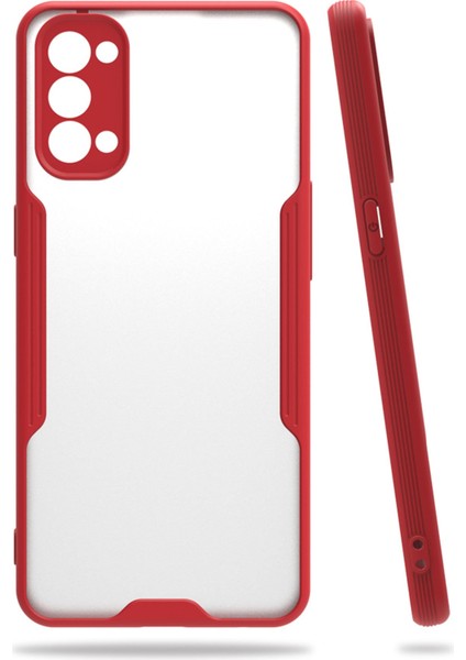 Oppo Reno 4 Kılıf Platin Silikon - Kırmızı