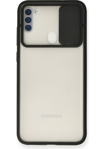 Samsung Galaxy M11 Kılıf Palm Buzlu Kamera Sürgülü Silikon - Siyah