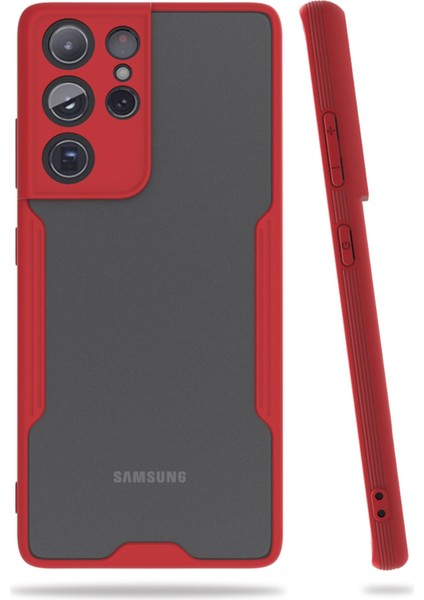 Samsung Galaxy S21 Ultra Kılıf Platin Silikon - Kırmızı
