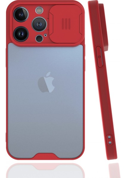 iPhone 13 Pro Max Kılıf Platin Kamera Koruma Silikon - Kırmızı