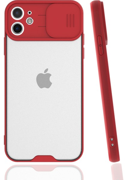 iPhone 11 Kılıf Platin Kamera Koruma Silikon - Kırmızı