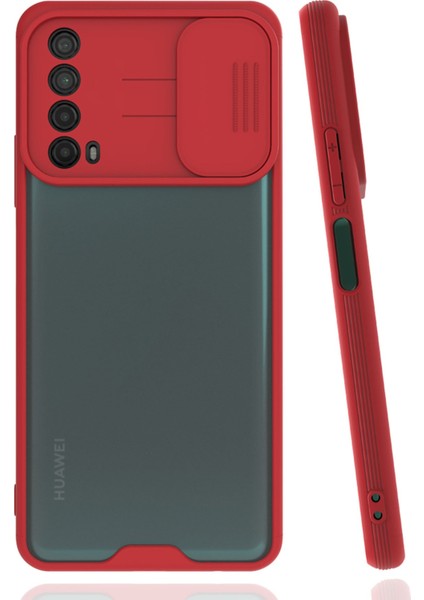 Huawei P Smart 2021 Kılıf Platin Kamera Koruma Silikon - Kırmızı