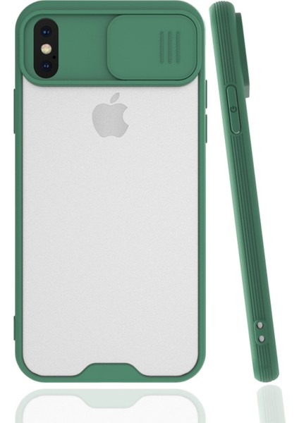 iPhone x Kılıf Platin Kamera Koruma Silikon - Yeşil