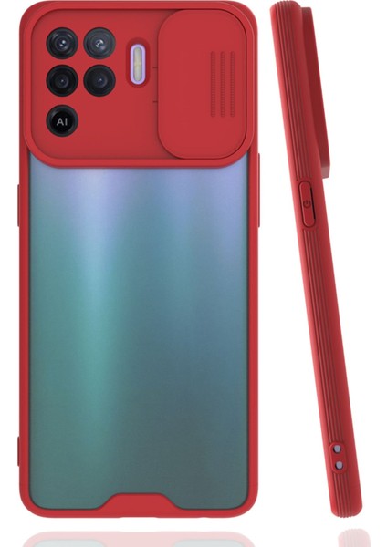 Oppo Reno 5 Lite Kılıf Platin Kamera Koruma Silikon - Kırmızı