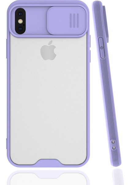 iPhone x Kılıf Platin Kamera Koruma Silikon - Lila