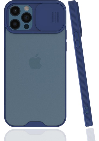 iPhone 12 Pro Max Kılıf Platin Kamera Koruma Silikon - Lacivert