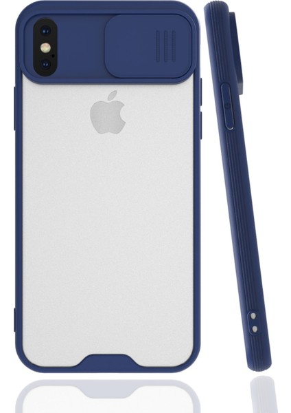 iPhone Xs Kılıf Platin Kamera Koruma Silikon - Lacivert