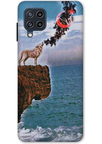 Samsung Galaxy M22 Kılıf Wolf 101 Desenli Hd Baskılıf Silikon Kılıf - WOLF101