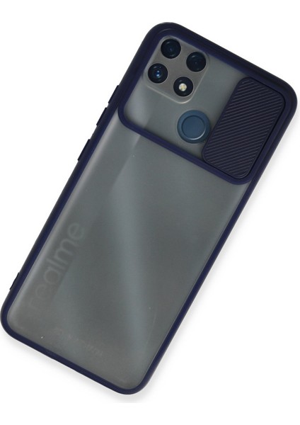Realme C25S Kılıf Palm Buzlu Kamera Sürgülü Silikon - Lacivert modelleri