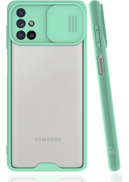 Samsung Galaxy M51 Kılıf Platin Kamera Koruma Silikon - Açık Yeşil