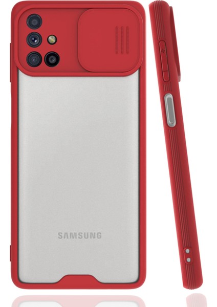 Samsung Galaxy M51 Kılıf Platin Kamera Koruma Silikon - Kırmızı