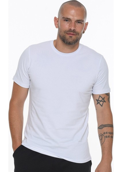 T8569 Beşli Set Bisiklet Yaka T-Shirt-Siyah-Beyaz-Lacivert-Antrasit-Gri modelleri