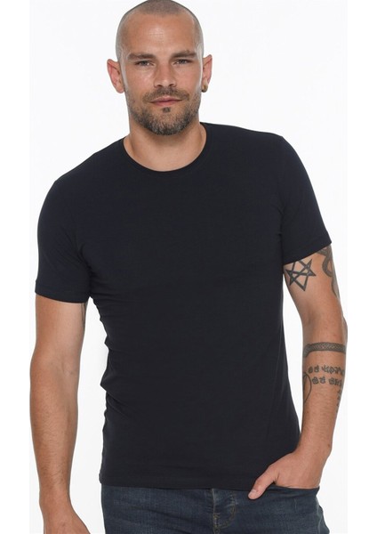 T8569 Beşli Set Bisiklet Yaka T-Shirt-Siyah-Beyaz-Lacivert-Antrasit-Gri indirimleri