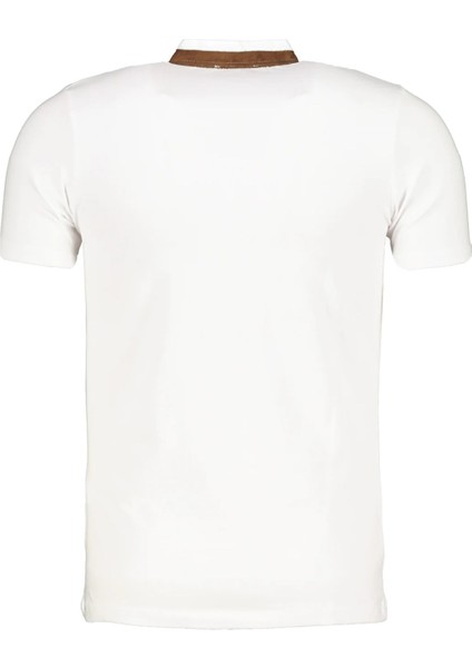 T8571 Fermuarlı Erkek T-Shirt-Kar Beyaz fiyatları