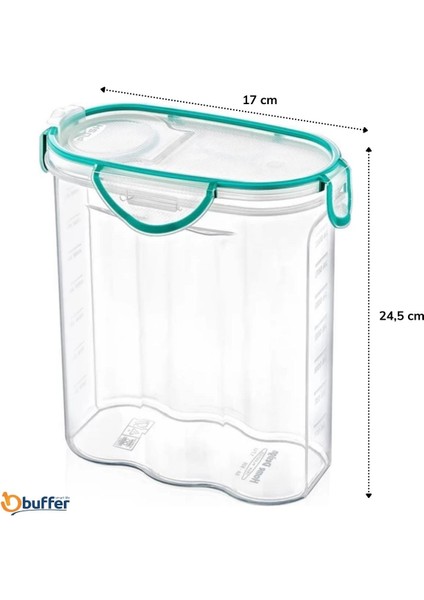 Buffer® Kilitli Kapaklı Contalı Hava,su Sıvı Geçirmez 2,4 Litre Erzak Saklama KABI-SA590