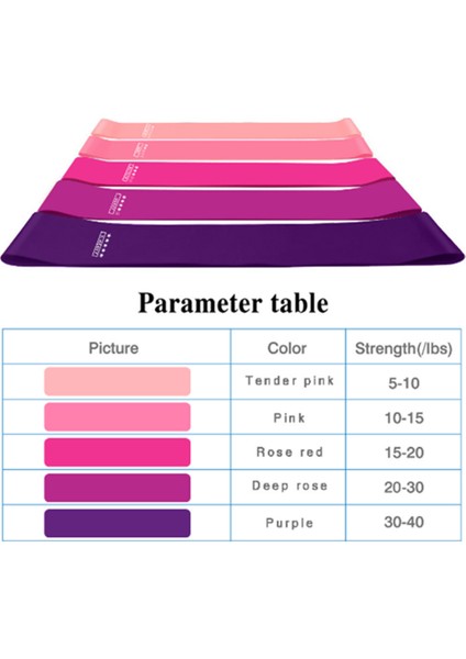 5 Adet Degrade Ralli Bandı Kuvvet Antrenmanı Streç Bant Elastik Bant Ralli Bandı