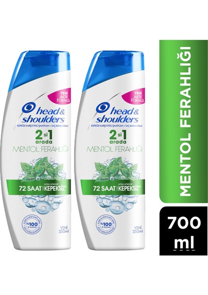 Head & Shoulders Mentol Ferahlığı 2'si 1 Arada Kepeğe Karşı Etkili Şampuan 350 ml x 2 Adet