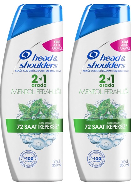 Head & Shoulders Mentol Ferahlığı 2'si 1 Arada Kepeğe Karşı Etkili Şampuan 350 ml x 2 Adet