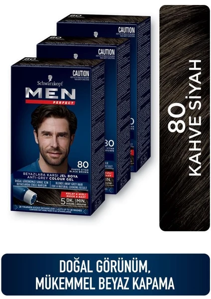 Men Perfect Saç Boyası 80 - Kave Siyah X 3 Adet