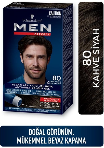 Men Perfect Saç Boyası 80 - Kave Siyah X 3 Adet