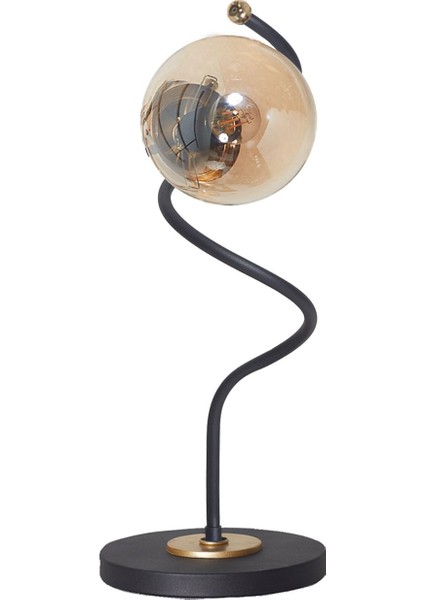 Nora Siyah-Gold Metal Gövde Bal Camlı Tasarım Lüx Masa Lambası fiyatları