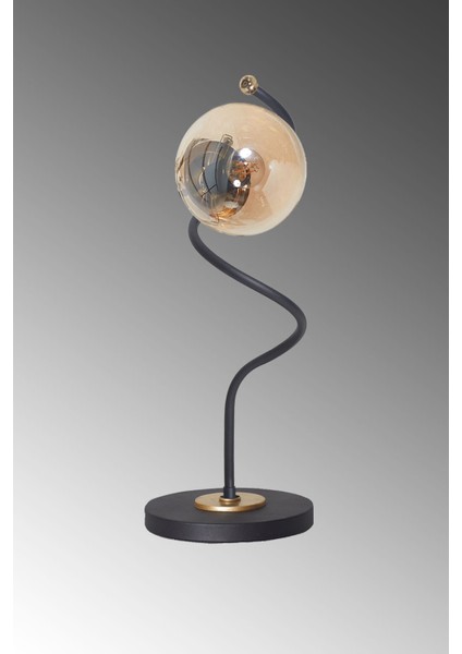 Nora Siyah-Gold Metal Gövde Bal Camlı Tasarım Lüx Masa Lambası modelleri