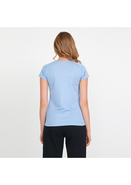 RELAX IN Kadın Slim Fit Tişört Açık Mavi