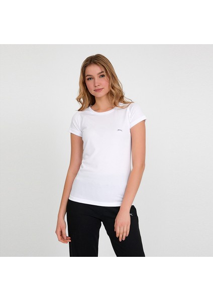 RELAX IN Kadın Slim Fit Tişört Beyaz