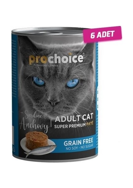 6 Adet - Pro Choice Adult Sardunya ve Hamsili Yetişkin Kedi Konservesi 400 gr