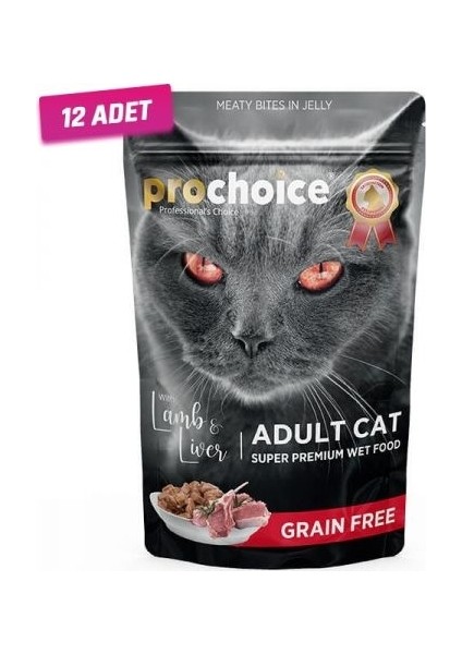 Prochoice Tahılsız Kuzu ve Ciğerli Yetişkin Kedi Konservesi 85 gr - 12 Adet