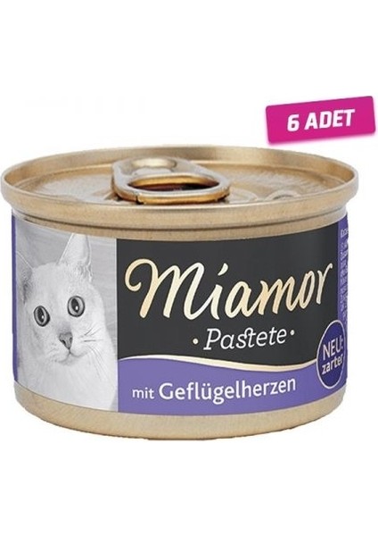 6 Adet - Miamor Pastete Yürekli Tahılsız Kedi Konservesi 85 gr