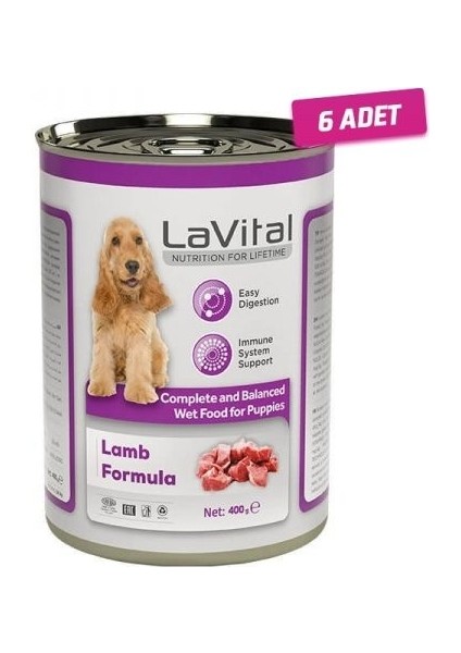 La Vital 6 Adet - Lavital Puppy Kuzulu Yavru Köpek Konservesi 400 gr