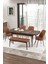 Concept Zen Serisi Bench'li Mdf Açılabilir 80 x 132 cm 1.sınıf Mutfak Masası Takımı - Barok Ahşap Desen 2