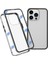 Apple iPhone 13 Pro Max Için Metal + Çift Taraflı Temperli Cam Manyetik Telefon Kılıfı - Gümüş (Yurt Dışından) 1