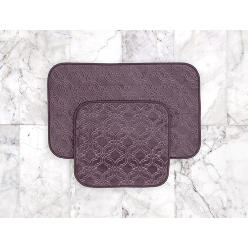Madame Coco Prunella 2'li Banyo Paspası - Koyu Mürdüm - 50 x 80 cm. + 45 x 50 cm.