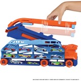Hot Wheels Hız Rampalı Tır, Taşıyıcı Tır, 1 Adet Hot Wheels Araba Dahil, 20'Den Fazla 1:64 Ölçekli Araç Taşıyabilir, 60 Cm'Lik Yer Çekimi Düşüşü Pistine Dönüşür, 4 Yaş Ve Üzeri Hdy92