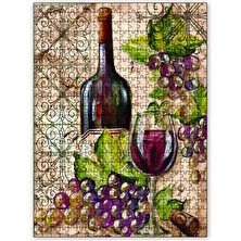Cakapuzzle Kırmızı Şarap Üzüm Kadeh Görseli 255 Parça Puzzle Yapboz Mdf (Ahşap)