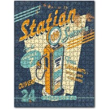 Cakapuzzle Benzin Istasyonu Afişli Görseli 120 Parça Puzzle Yapboz Mdf (Ahşap)