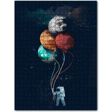 Cakapuzzle Astronot Balonlar Uzay Görseli 120 Parça Puzzle Yapboz Mdf (Ahşap)