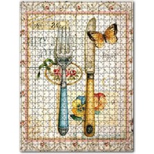 Cakapuzzle Çatal Bıçak Kelebek Afiş Görseli 120 Parça Puzzle Yapboz Mdf (Ahşap)